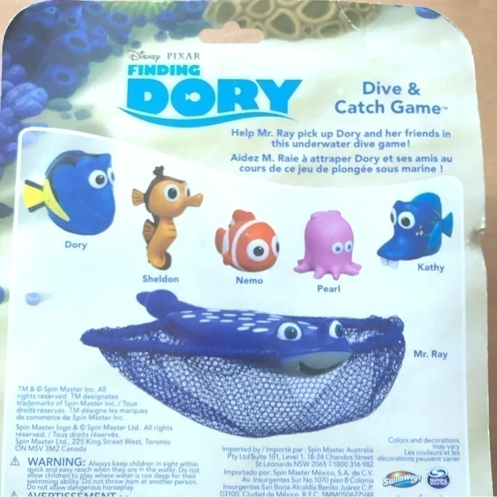 Disney Finding Dory Dive & Catch Game Swim Pool Bath Tool NEW Nemo Fish